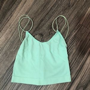 Mint ribbed crop top/sports bra